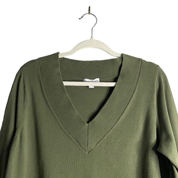 Calvin klein Jeans Women's Green V-Neck Sweatshirt - Picture 2 of 8